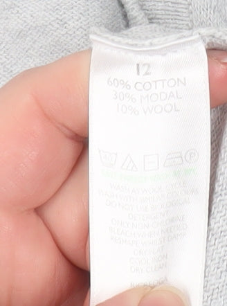 The White Company Women Grey Size 12 Lightweight Open Knit Cardigan