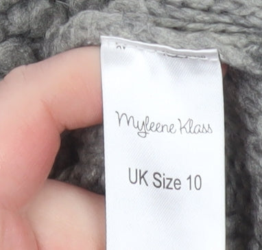 Myleene Klass Women’s Grey Chunky-Knit High Neck Jumper Size 10