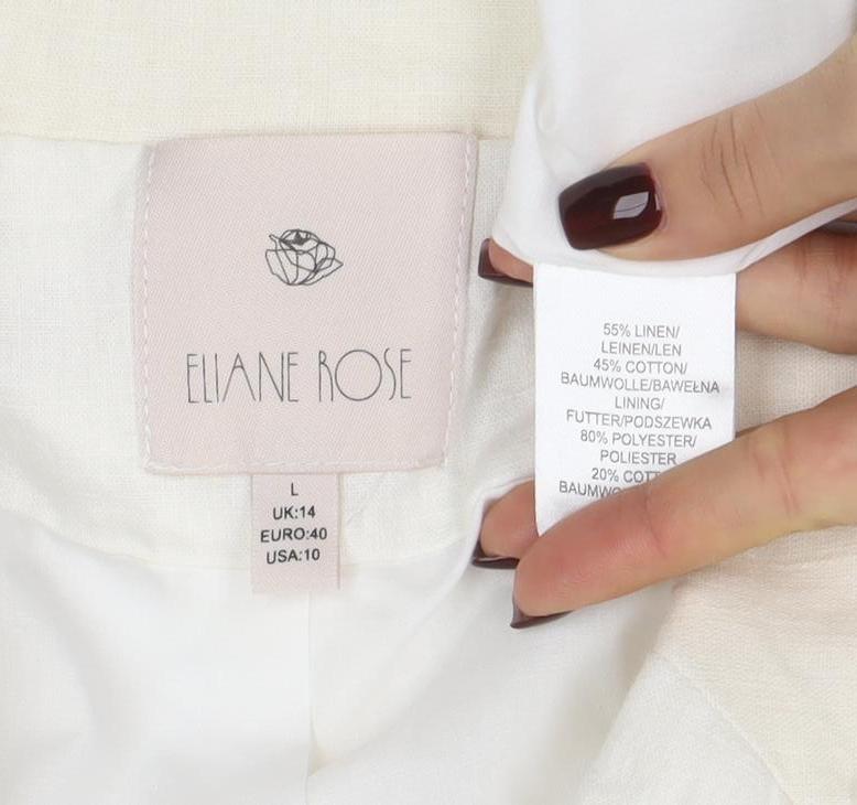 Eliane Rose Women's Ivory Linen Blend Single Breasted Blazer Size 14