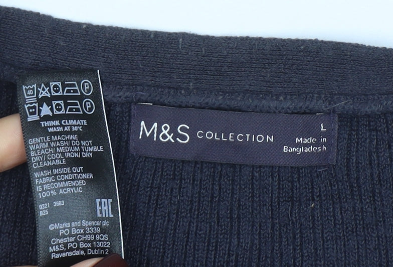 Marks & Spencer Womens Black Acrylic Long Sleeve Cardigan L