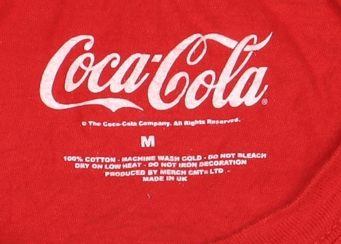 Coca-Cola Men's Red Christmas Santa Graphic T-Shirt Size M