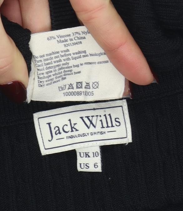 Jack Wills Women's Black Knit Stretch Pencil Skirt Size 10