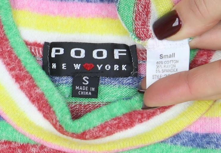 Poof New York Women’s Multicoloured Striped Mock Neck Jumper Size S