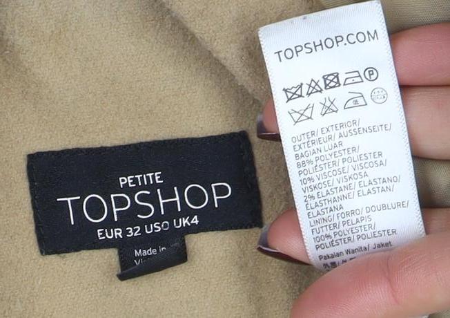 Topshop Women’s Petite Beige Wool Blend Mid-Length Coat Size 4
