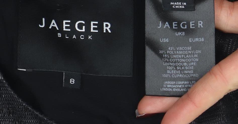 Jaeger Black Women's Size 8 Collarless Short Jacket