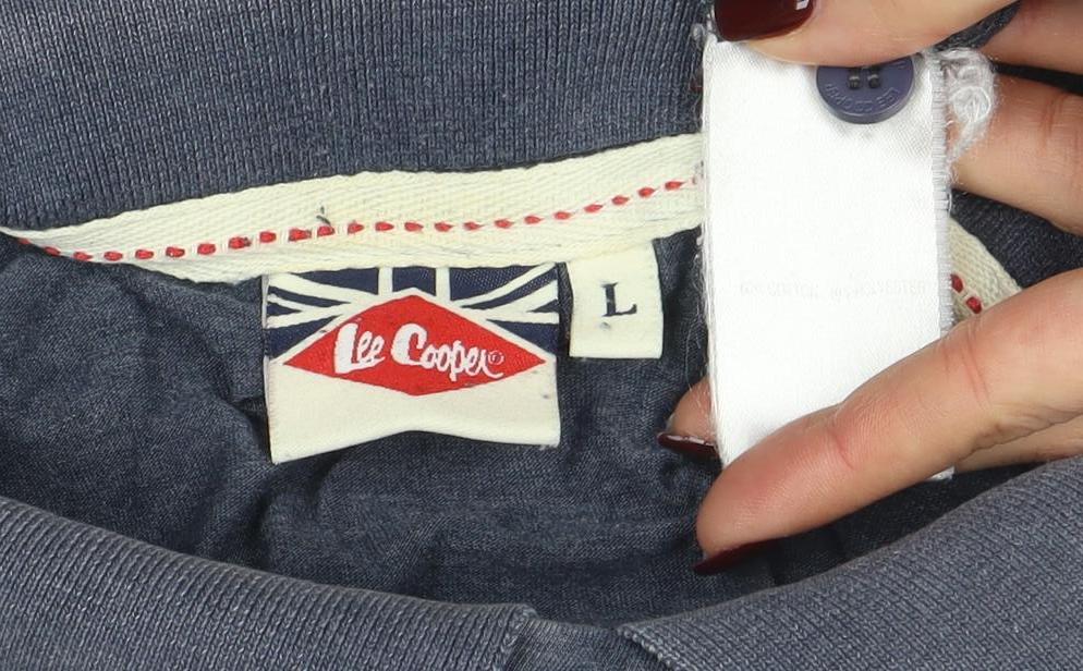Lee Cooper Men's Blue Cotton Polo Shirt Size L Regular Fit