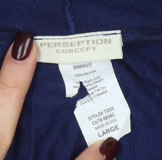 Perseption Concept Women's Blue Cardigan Size L Open Front Lightweight