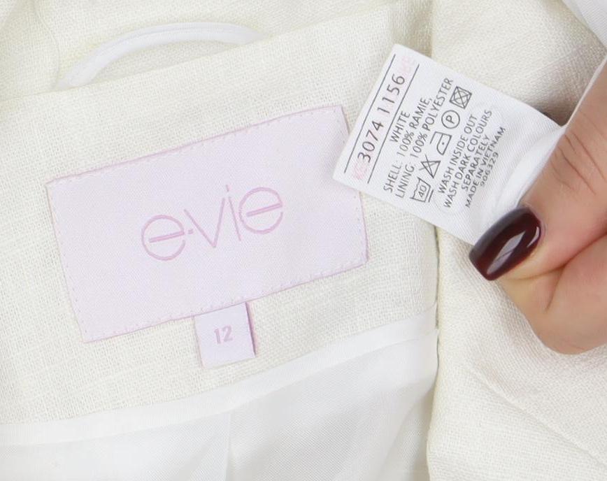 Evie Women's Ivory Linen Blend Blazer Size 12 Tailored Jacket