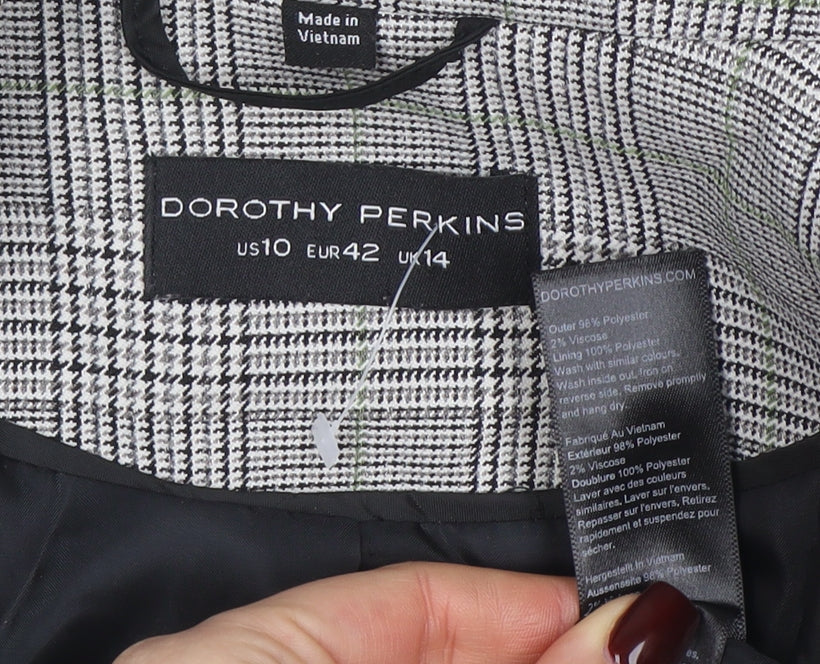 Dorothy Perkins Women's Grey Check Blazer UK14 Classic Tailored