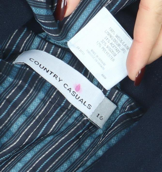 Country Casuals Womens Black Size 16 Single-Breasted Blazer Jacket