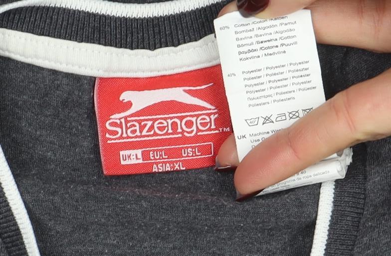 Slazenger Men's Grey XL Crew Neck Short Sleeve Cotton Blend T-Shirt