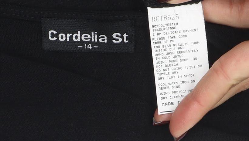 Cordelia St Women's Black Wrap Long Sleeve Blouse Size 14