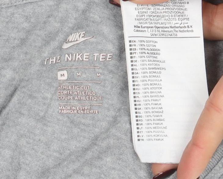 Nike Womens Grey V-Neck Short Sleeve Basic Cotton T-Shirt M