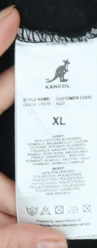 Kangol Mens Black XL Pullover Logo Sweatshirt Crew Neck