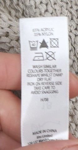 BHS Womens Beige Knit Cardigan Size 18 Round Neck 3/4 Sleeve