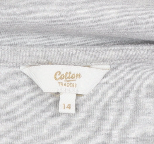 Cotton Traders Womens Grey Long Sleeve Basic Jersey T-Shirt Size 14