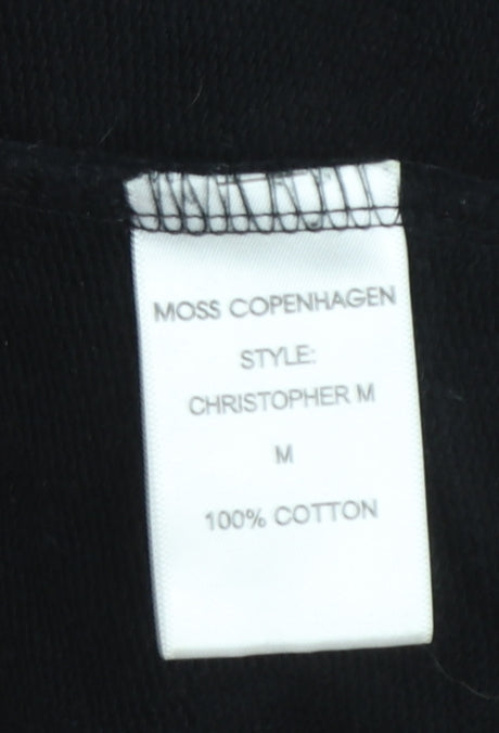 Moss Copenhagen Men's Black M Logo Cotton Sweatshirt Size M