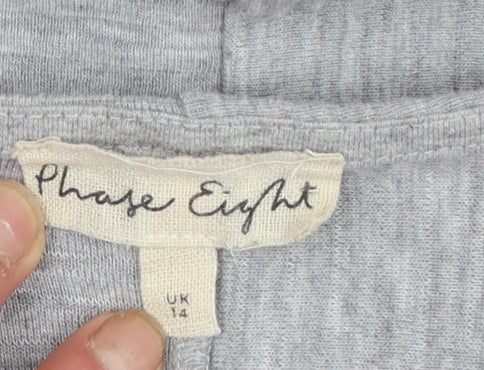 Phase Eight Women’s Grey Jersey Boat Neck 3/4 Sleeve Tie Blouse UK 14