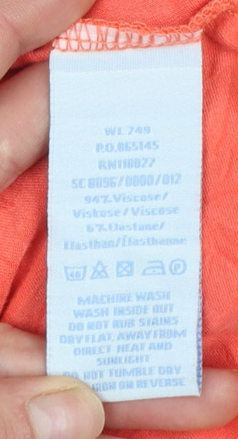 Boden Women’s Orange Wrap V-Neck Blouse UK 12 3/4 Sleeve Stretch Top