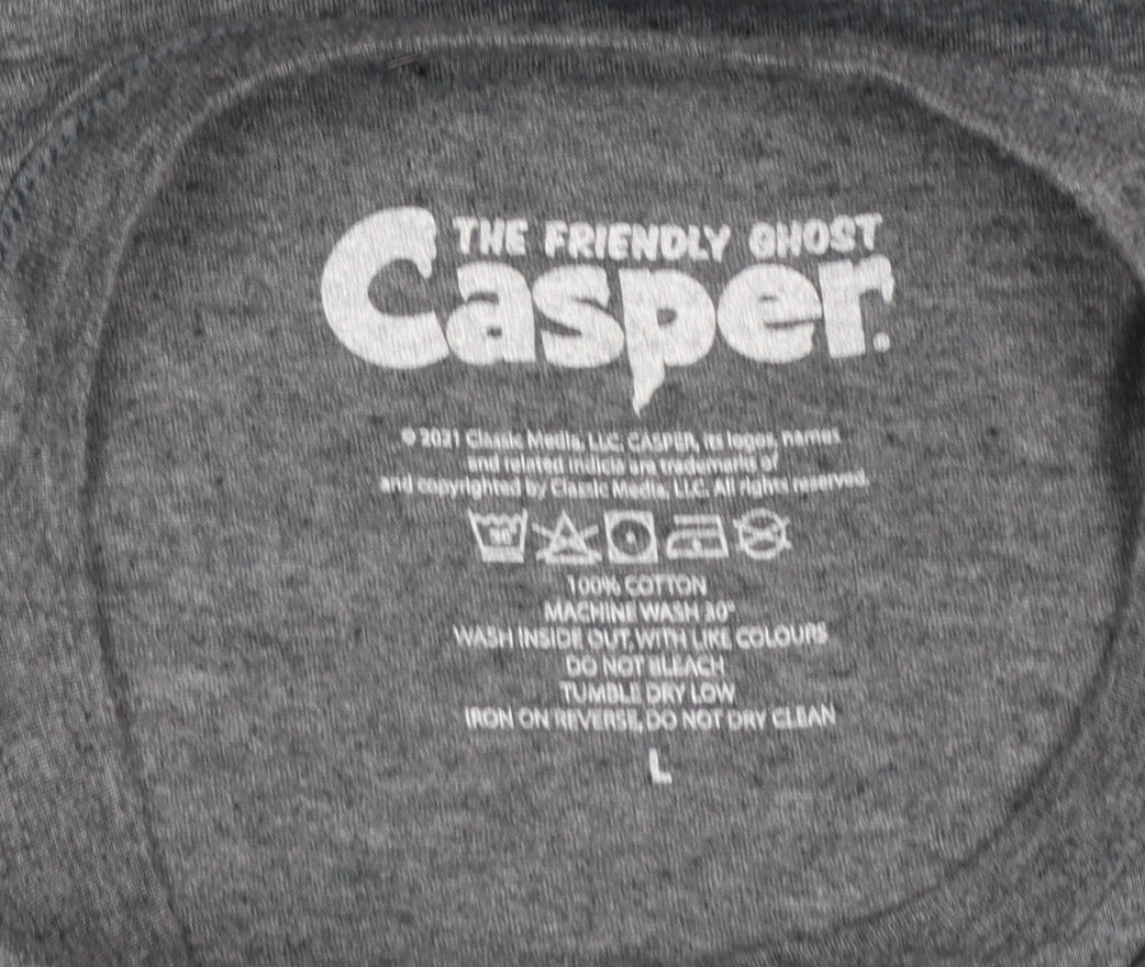 Casper Men's Grey Graphic Short Sleeve Cotton T-Shirt Size L