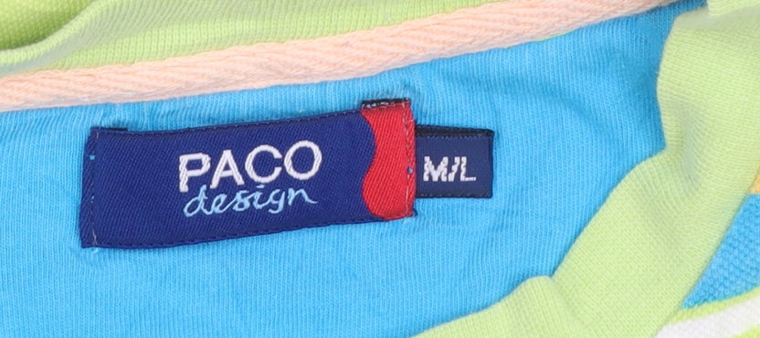 Paco Design Men's Retro Multicoloured Striped Cotton T-Shirt M