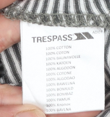 Trespass Women’s Grey Striped Long Sleeve Cotton T-Shirt Size M