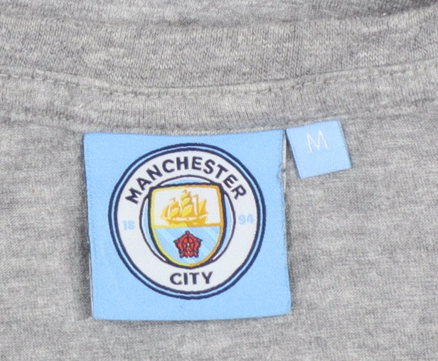 Manchester City Grey Men's Medium Crew Neck Graphic T-Shirt