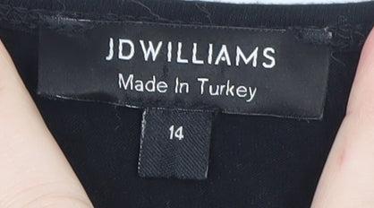 JD Williams Women Black Animal Print Tunic Blouse Size 14