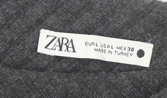 Zara Women Grey Knit Asymmetric Bodycon Dress Size L