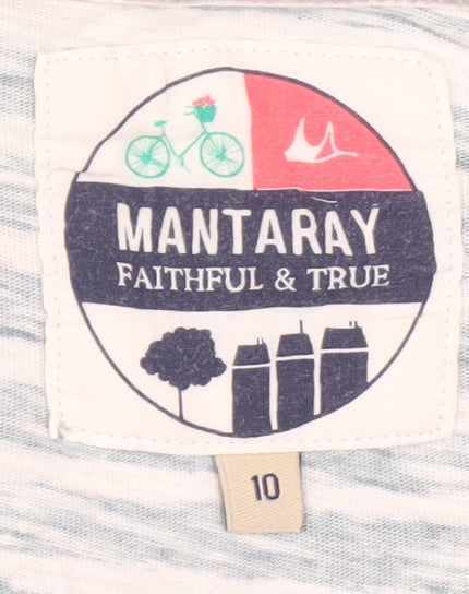 Mantaray Womens Blue Striped Cotton Jersey Long Sleeve Top Size 10