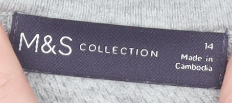Marks & Spencer Women’s Grey Short Sleeve Knit Jumper Size 14