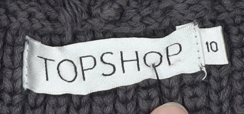 Topshop Women’s Grey Chunky Knit Open Cardigan Size 10
