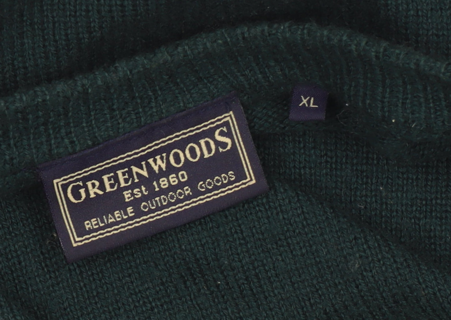 Greenwoods Men’s Green Wool V-Neck Jumper XL Regular Fit
