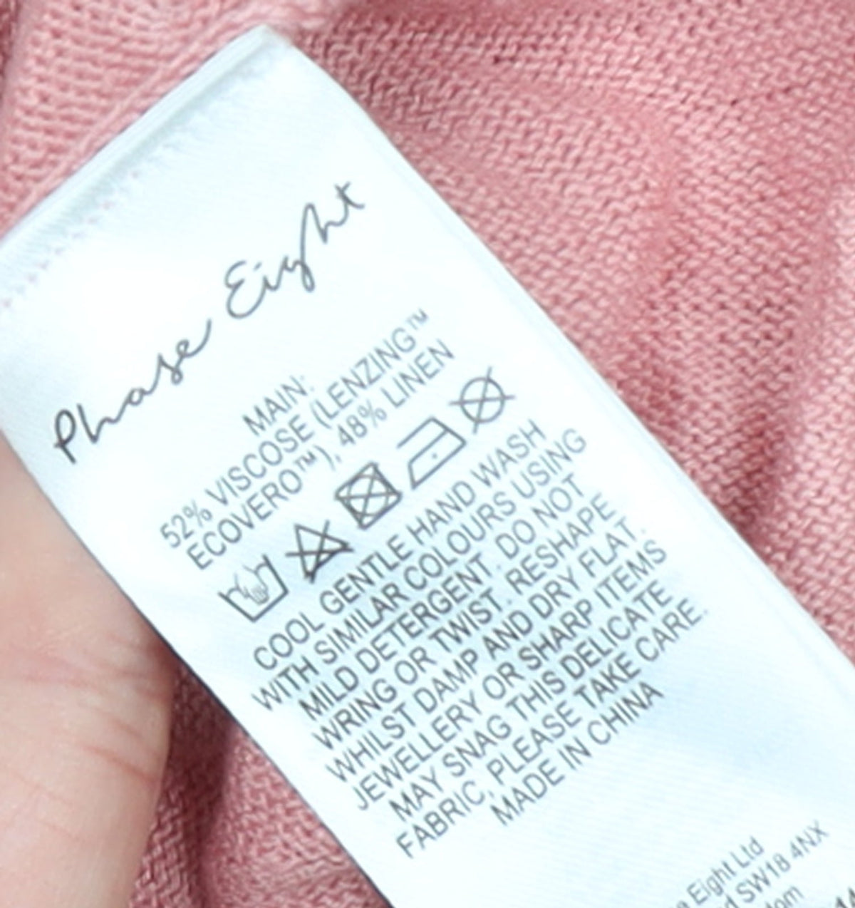 Phase Eight Women’s Pink Linen Blend Cowl Neck Button Jumper L