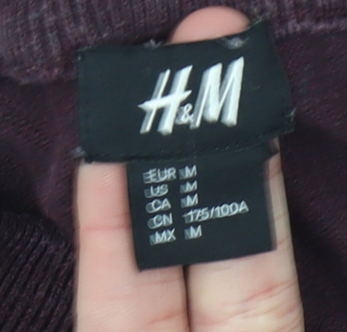 H&M Men's Purple Cotton Crew Neck Pullover Jumper Size M