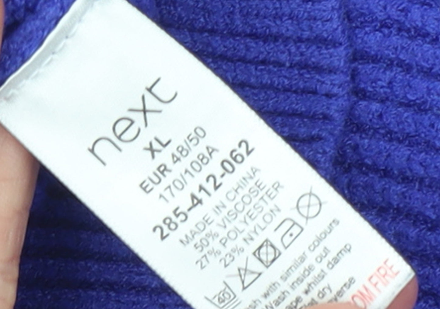Next Women Blue V-Neck Relaxed Knit Pullover Jumper XL