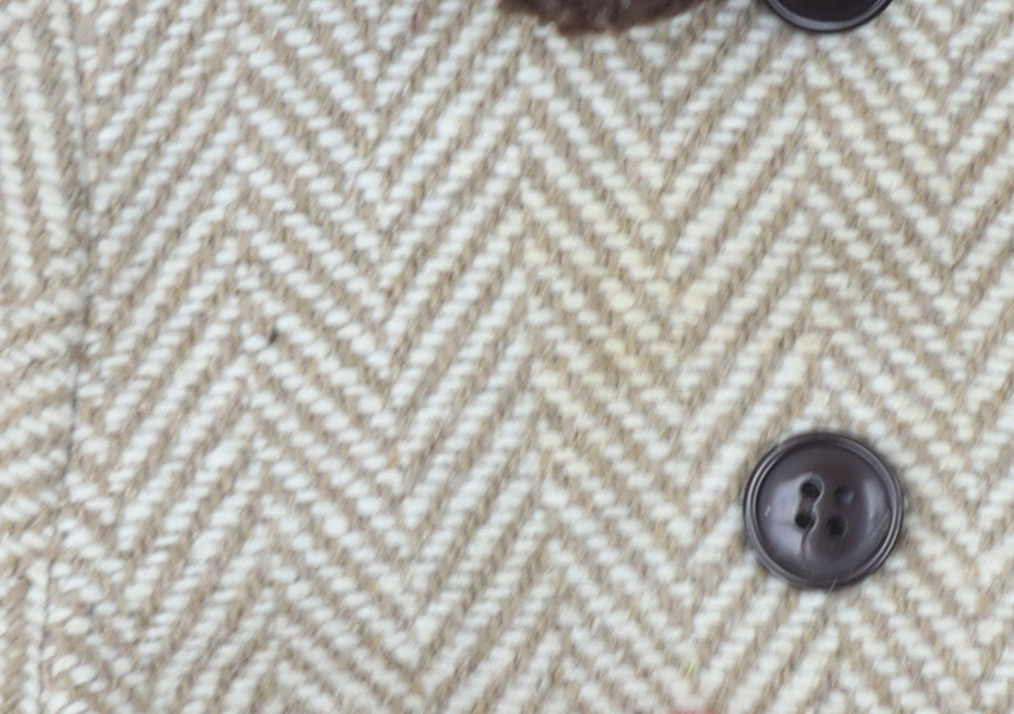 Max Girls Beige Herringbone Double-Breasted Pea Coat 2-3 Years