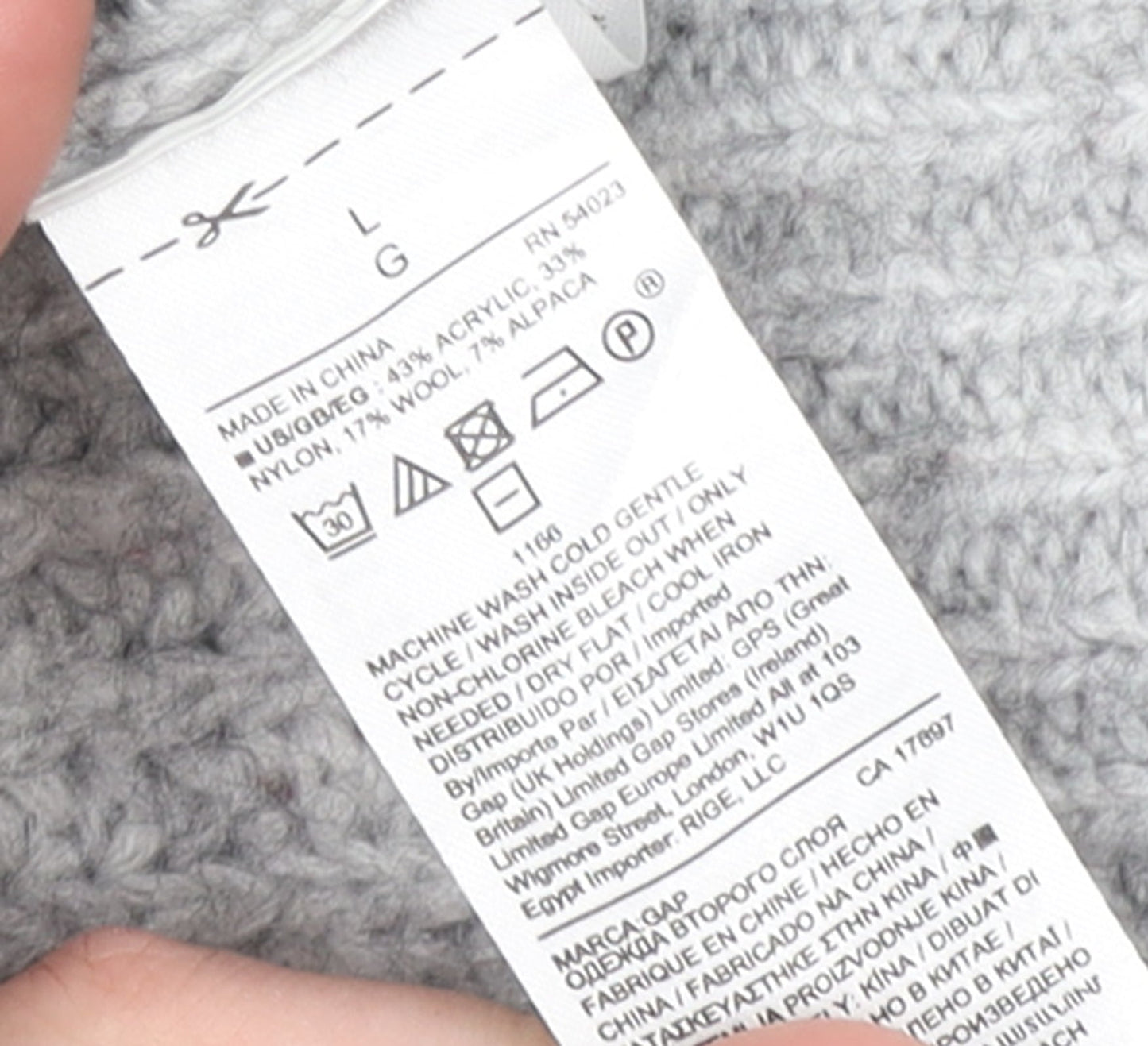 GAP Women’s Grey Chunky-Knit Crew Neck Pullover Jumper Size L