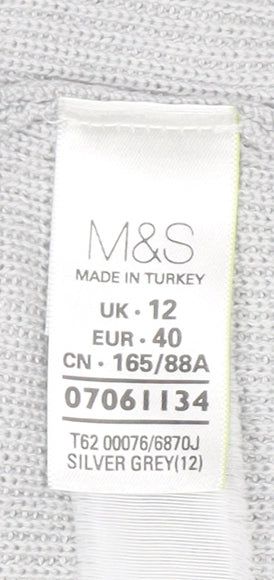 Marks & Spencer Women’s Grey 3/4 Sleeve Open Knit Cardigan Size 12