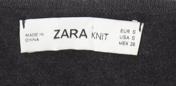 Zara Women Black Ruffle Flared Sleeve Knit Jumper Size S
