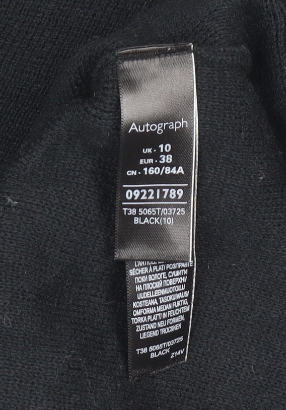 Marks and Spencer Women’s Black Wool Blend Balloon Sleeve Jumper Size 10