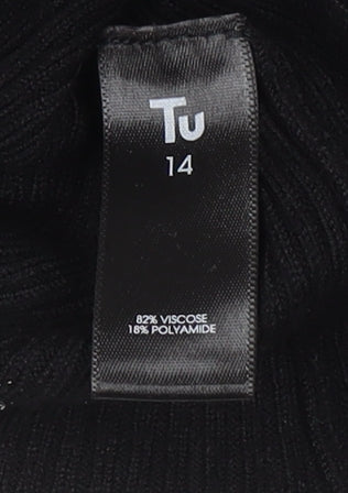 Tu Womens Black Longline Knit Cardigan Size 14