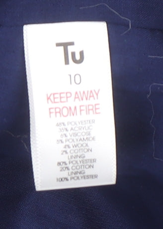 Tu Women Blue Striped Regular Fit Blazer Size 10 Workwear Jacket