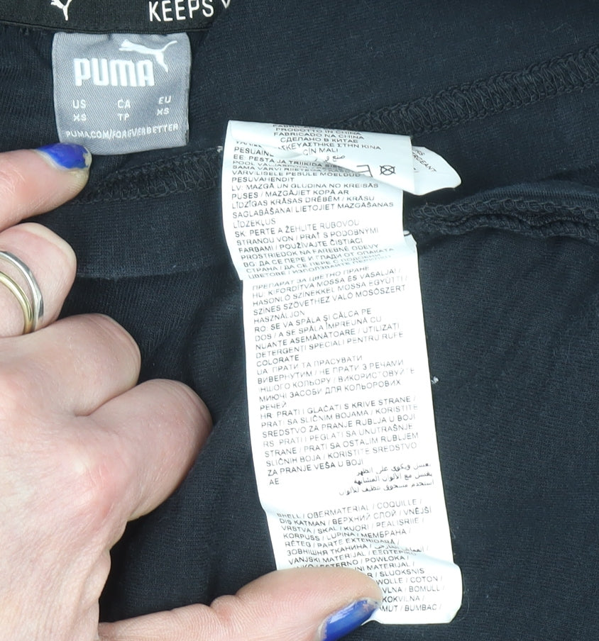 Puma Women's Black Cotton Hoodie Size M Pullover Hooded Sweatshirt
