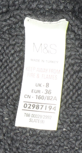 Marks & Spencer Women’s Grey Cable Knit V-Neck Cardigan Size 8
