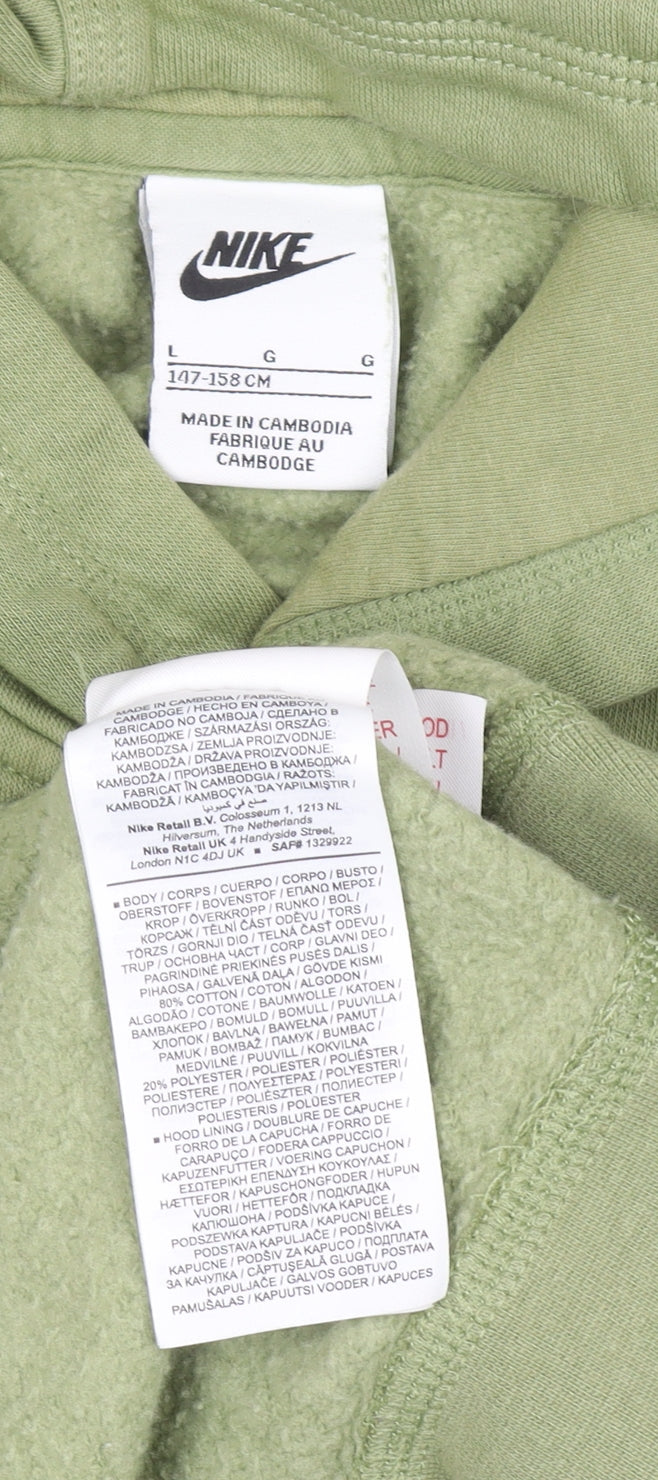 Nike Women’s Green Pullover Hoodie Cotton Blend L (12) Casual Sportswear