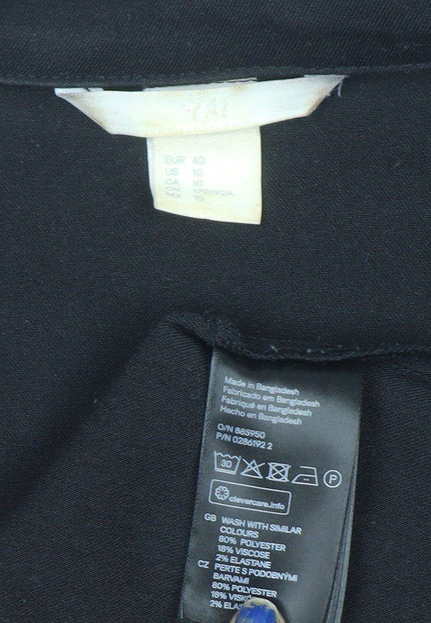 H&M Women’s Black Regular Fit Mid-Length Blazer Size 12