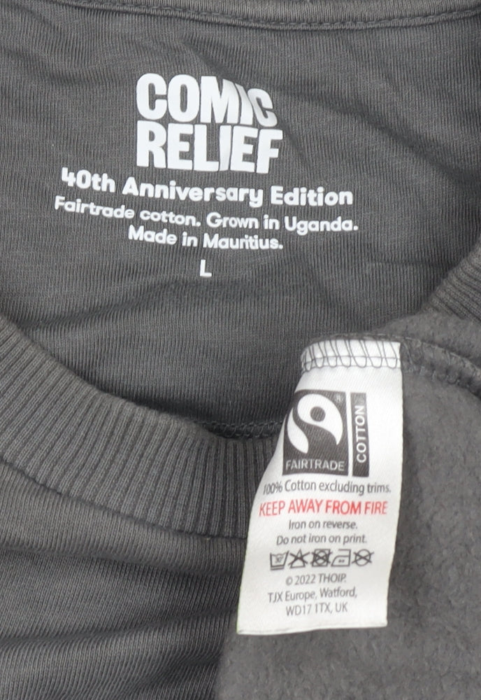 Comic Relief Mr Cool Grey Men's L Pullover Sweatshirt