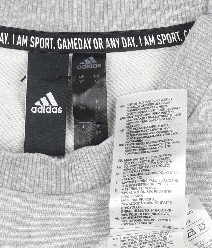 Adidas Mens Grey XS Pullover Crew Neck Logo Sweatshirt