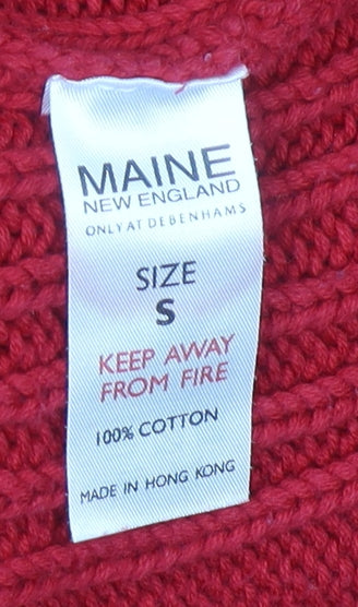 Maine New England Women’s Red Roll Neck Cotton Jumper Size S